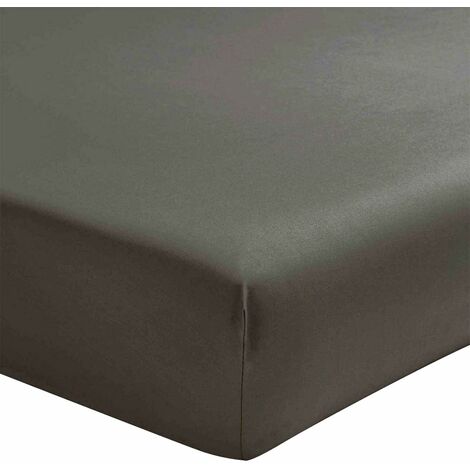 Drap housse Anthracite en percale de coton 80 fils 180 x 200 cm