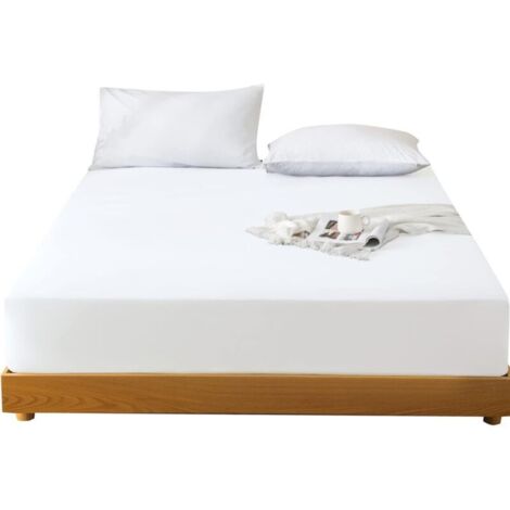 Drap-housse antidérapant – Blanc – Dimensions 150 × 200 cm