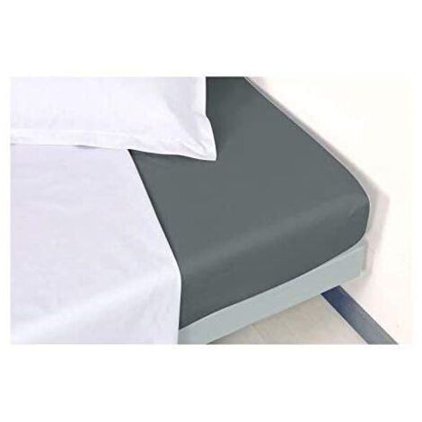Drap housse Ardoise en percale de coton 80 fils 140x190x30 cm