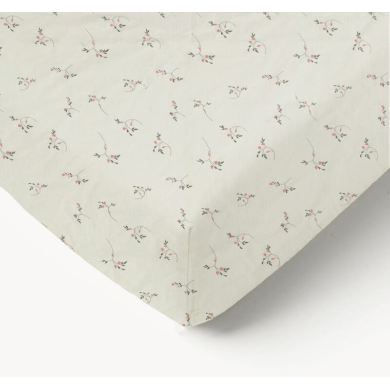 Drap-housse bébé en jersey 100% coton extensible fleurs Beige 70x140x17 cm