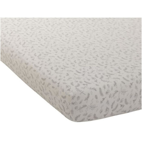 Drap housse bébé en jersey motif feuilles Beige 60x120x15 cm