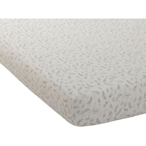Drap housse bébé en jersey motif feuilles Beige 70x140x17 cm