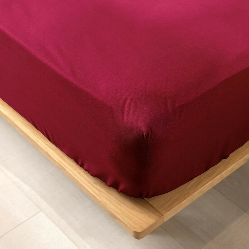 Drap housse en coton bio pour lit 2 personnes 'Biolina' - Bordeaux - 140 x 190 cm - Livraison gratuite