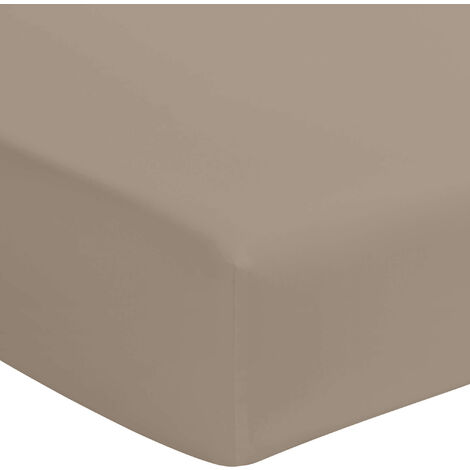 Drap housse biscuit 100% coton bonnet 40 cm 160x190 cm