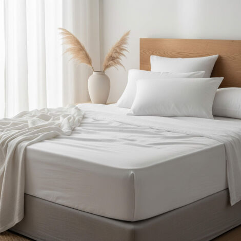 Drap housse blanc 100% lin bonnet 30 cm 120x190 cm