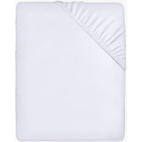 Drap Housse - Blanc, 160 x 200 cm - Coupes de 35 cm pour Matelas épais - Polyester Microfibre brossée