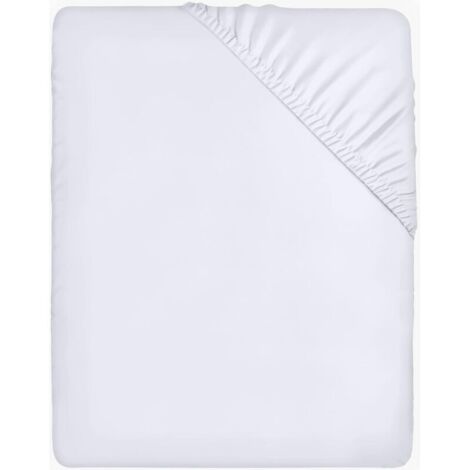 Drap Housse - Blanc, 160 x 200 cm - Coupes de 35 cm pour Matelas épais - Polyester Microfibre brossée