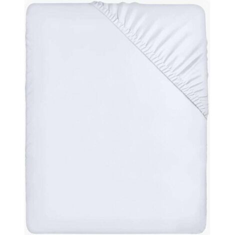 Drap Housse - Blanc, 160 x 200 cm - Coupes de 35 cm pour Matelas épais - Polyester Microfibre brossée