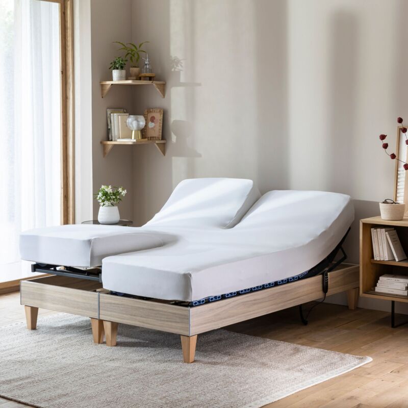 Drap housse blanc TPR jersey extensible 2x80x200