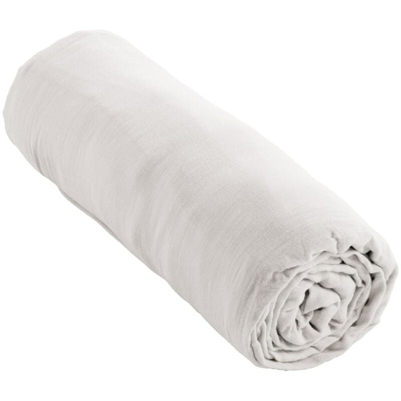 L'effet Papillon - Drap housse bonnet 30 cm double gaze de coton 160 x 200 cm chantilly (white) Blanc