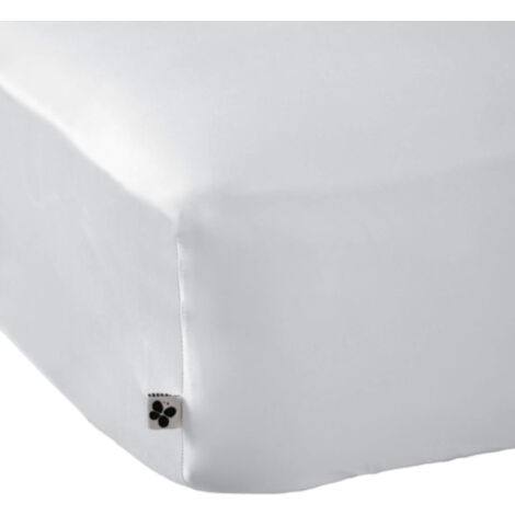 Drap housse bonnet 30 cm en bambou uni blanc 140x190 cm
