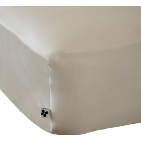 Drap housse bonnet 30 cm en bambou uni naturel 160x200 cm