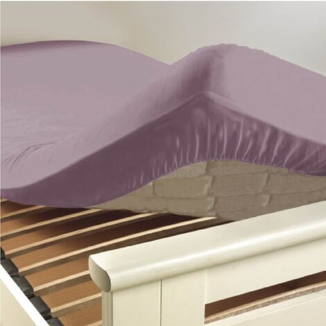 Drap housse coton 57 fils lilas 180 x 200 cm