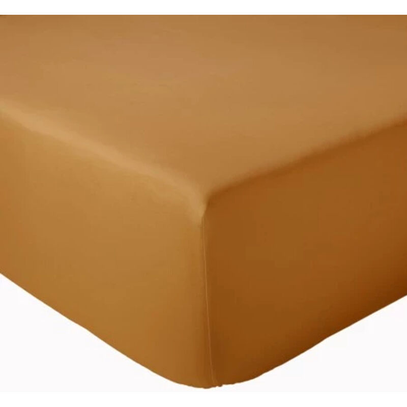 Drap Housse coton bonnet 23 cm fabriqué en France Marron Clair 70x190 cm