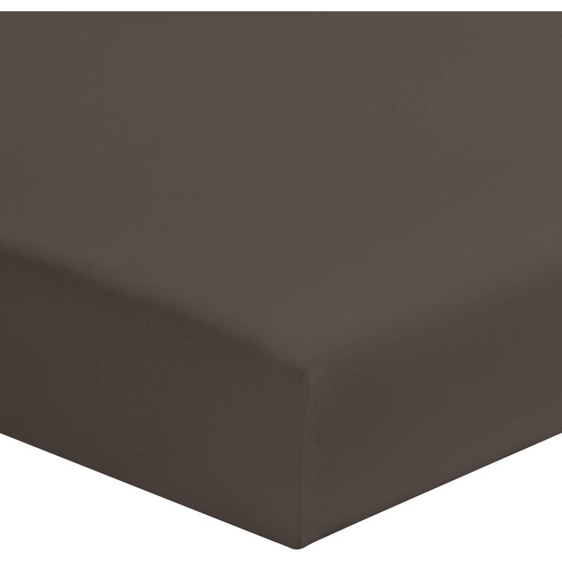 Terre De Nuit - Drap housse zinc 100% coton bonnet 30 cm 200x200 cm