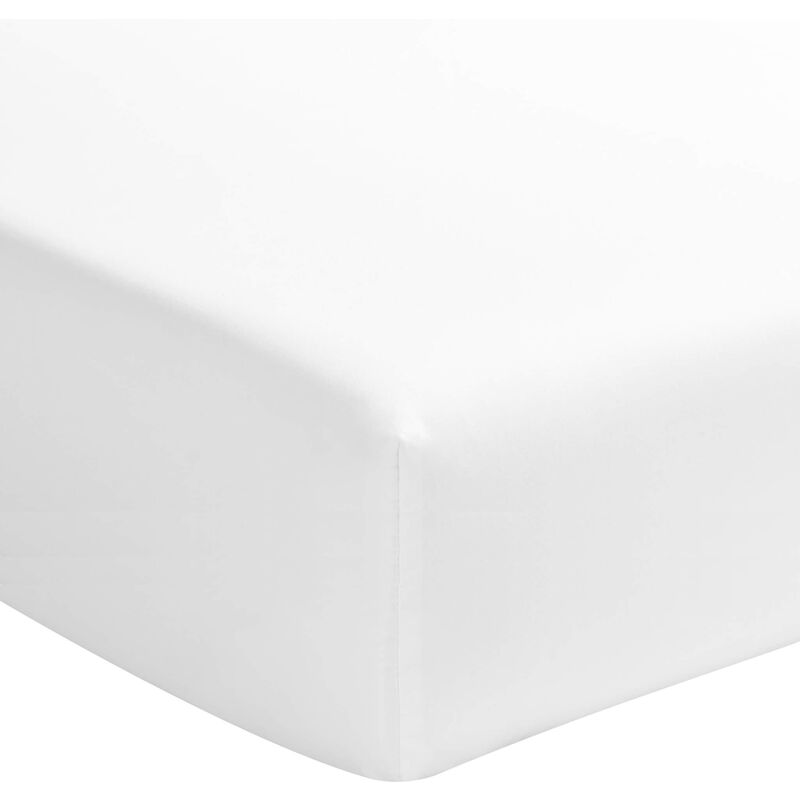 Terre De Nuit - Drap housse blanc 100% coton bonnet 40 cm 180x200 cm