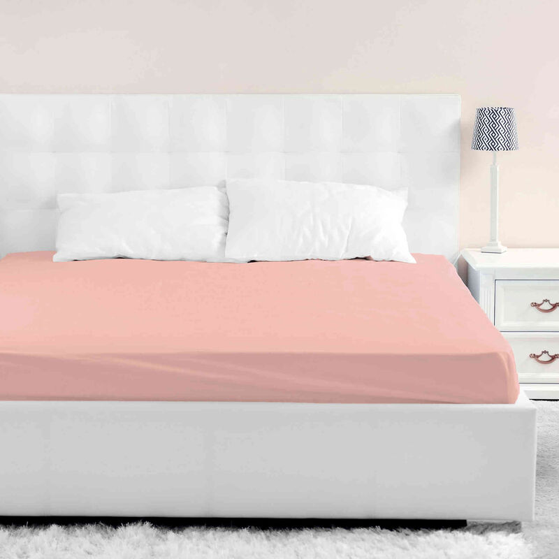 Drap housse rose thé bonnet 40 cm 90x200