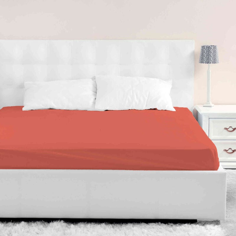 Terre De Nuit - Drap housse orange terracotta bonnet 40 cm 180x190