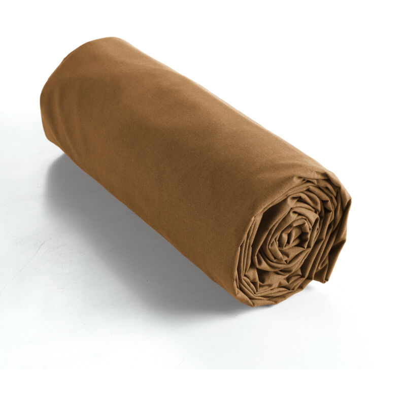 Drap housse coton luxe 160 x 200 xcm bonnet 30 cm Ambre Camel