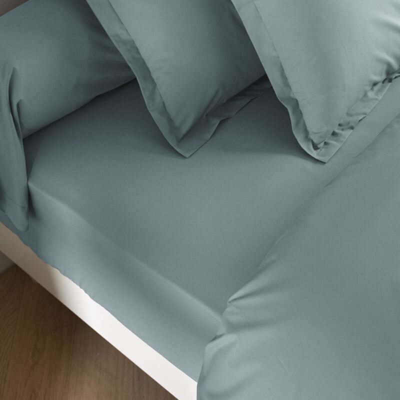 Someo - Drap housse coton percale bonnet 30 cm Bleu glacier 80x190 morphee