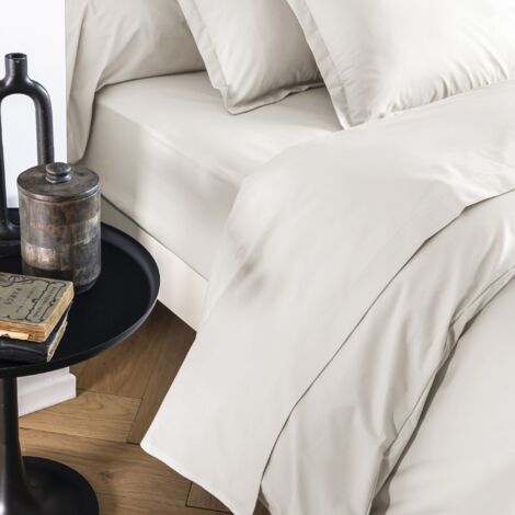 Drap housse coton percale bonnet 30 cm Écru 80x200 - SOMEO - MORPHEE