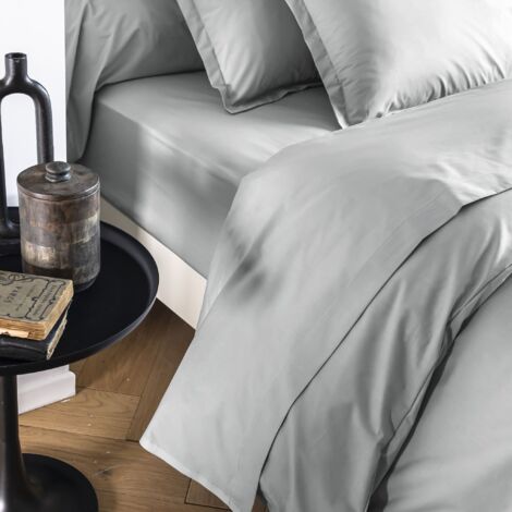 Drap housse coton percale bonnet 40 cm Galet 160x190- SOMEO - MORPHEE
