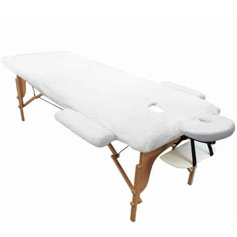 Drap-housse de protection 4 pièces polaire pour table de massage - Sherpa - Blanc - Vivezen - Blanc