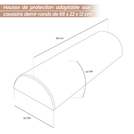 Drap housse de protection en éponge pour coussin demi-rond 66 cm x 22 cm x 12 cm de table de massage - Vert pastel - Vivezen