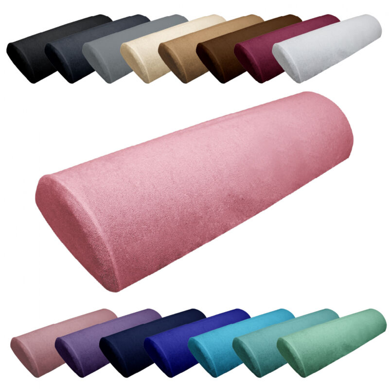 Drap housse de protection en éponge pour coussin demi-rond 66 cm x 22 cm x 12 cm de table de massage - Rose pastel - Vivezen