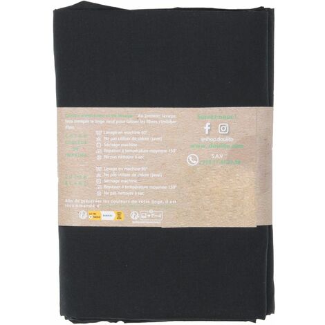 Drap housse Doulito - 200x200 cm - Made in France - Coton - Noir