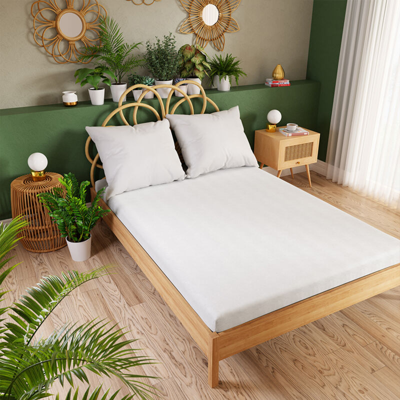 Drap housse DREAMY PREMIUM en jersey blanc 180x200cm
