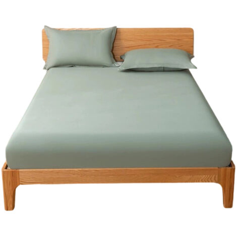 Drap housse en coton 150x190 cm vert d'eau Naturelle