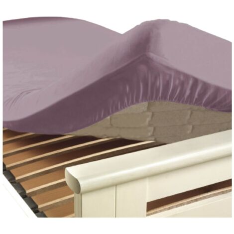 Drap housse en coton 57 fils 180 x 200 cm lilas