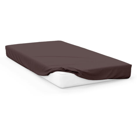 Drap housse en coton 57 fils 70x140 cm BEBE brun, par Soleil d'Ocre