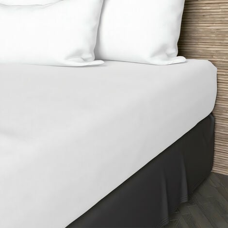 Drap housse en coton 57 fils 90x200 cm UNI blanc, par Soleil d'ocre