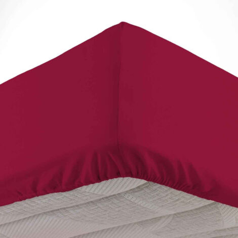 Drap Housse en Coton "Biolina" 140x190cm Bordeaux