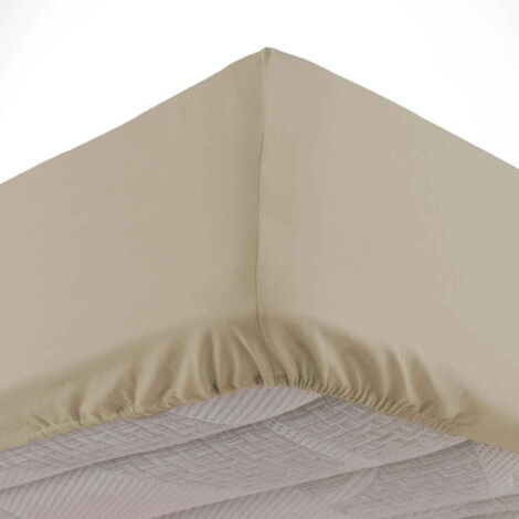 Drap Housse en Coton "Biolina" 140x190cm Taupe