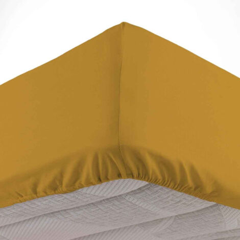 Drap Housse en Coton "Biolina" 90x190cm Ocre