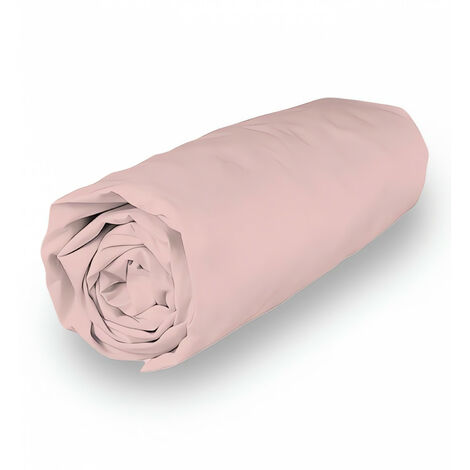 Drap housse en coton percale 200x200 cm CAMILLE rose, par Songe de Camille
