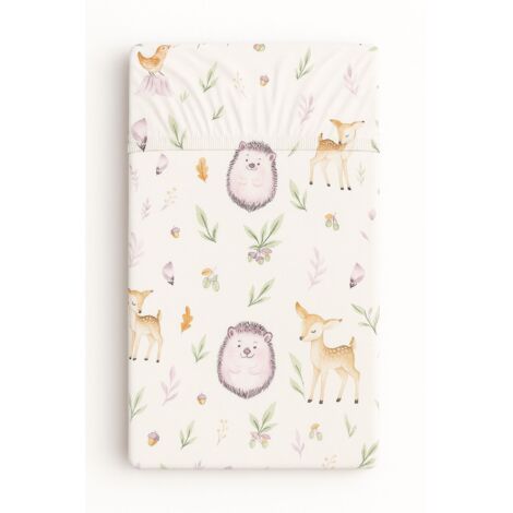 Drap housse en coton pour lit bébé 120x60 cm - Délicatesse forestière