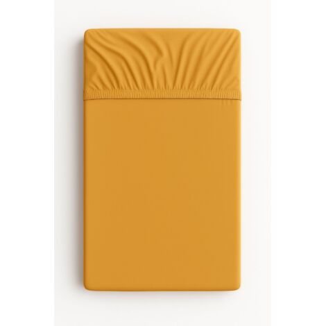 Drap housse en coton pour lit bébé 120x60 cm - moutarde
