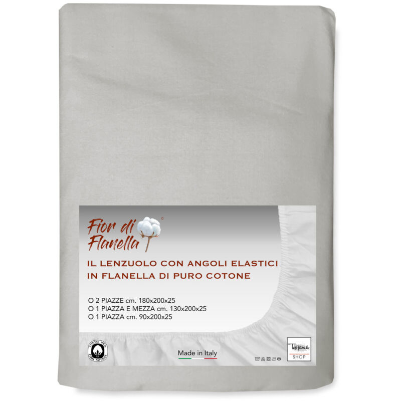 DRAP-HOUSSE EN FLANELLE Flanelle grise Fior di Flonella © TOUTES LES TAILLES 1 PLACE