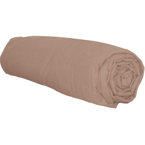 Drap housse en flanelle Marron Clair 160x200 cm