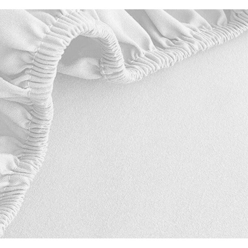 Drap-housse en jersey 160x200+25 blanc avec bande élastique