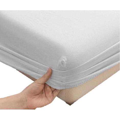 Drap-housse en jersey 200x220+25 blanc avec bande élastique