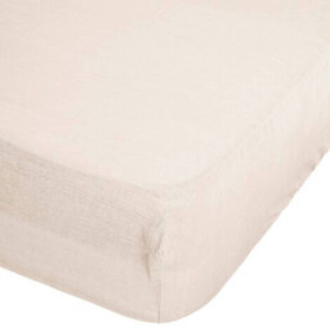 Drap Housse en Lin "Adorable" 140x190cm Beige Lin