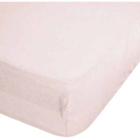 Drap Housse en Lin "Adorable" 140x190cm Rose Poudré