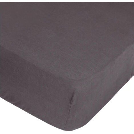Drap Housse en Lin "Adorable" 160x200cm Gris Ardoise