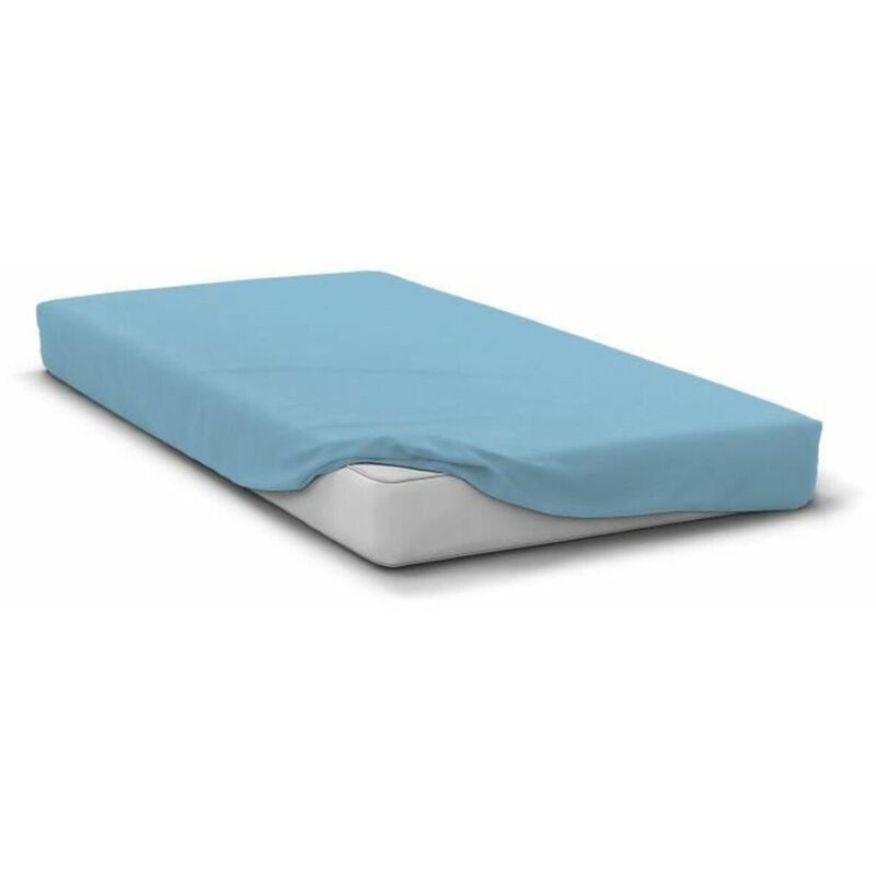 home-linge-passion Drap Housse Uni bleu ciel 180x200 cm