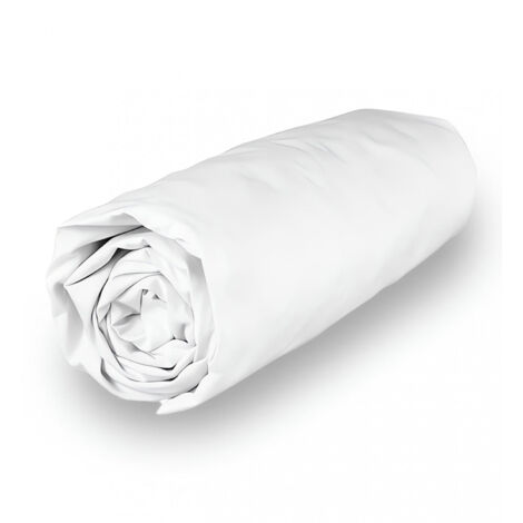 Drap housse en polycoton 140x200 cm PERCALE blanc, par Soleil d'ocre